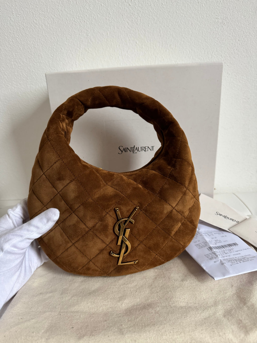 Saint Laurent Icarino Suede Cognac