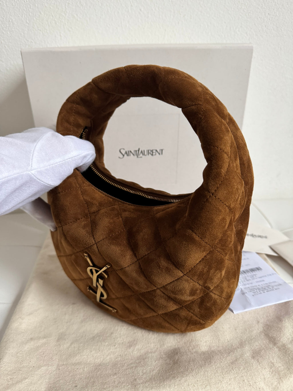 Saint Laurent Icarino Suede Cognac