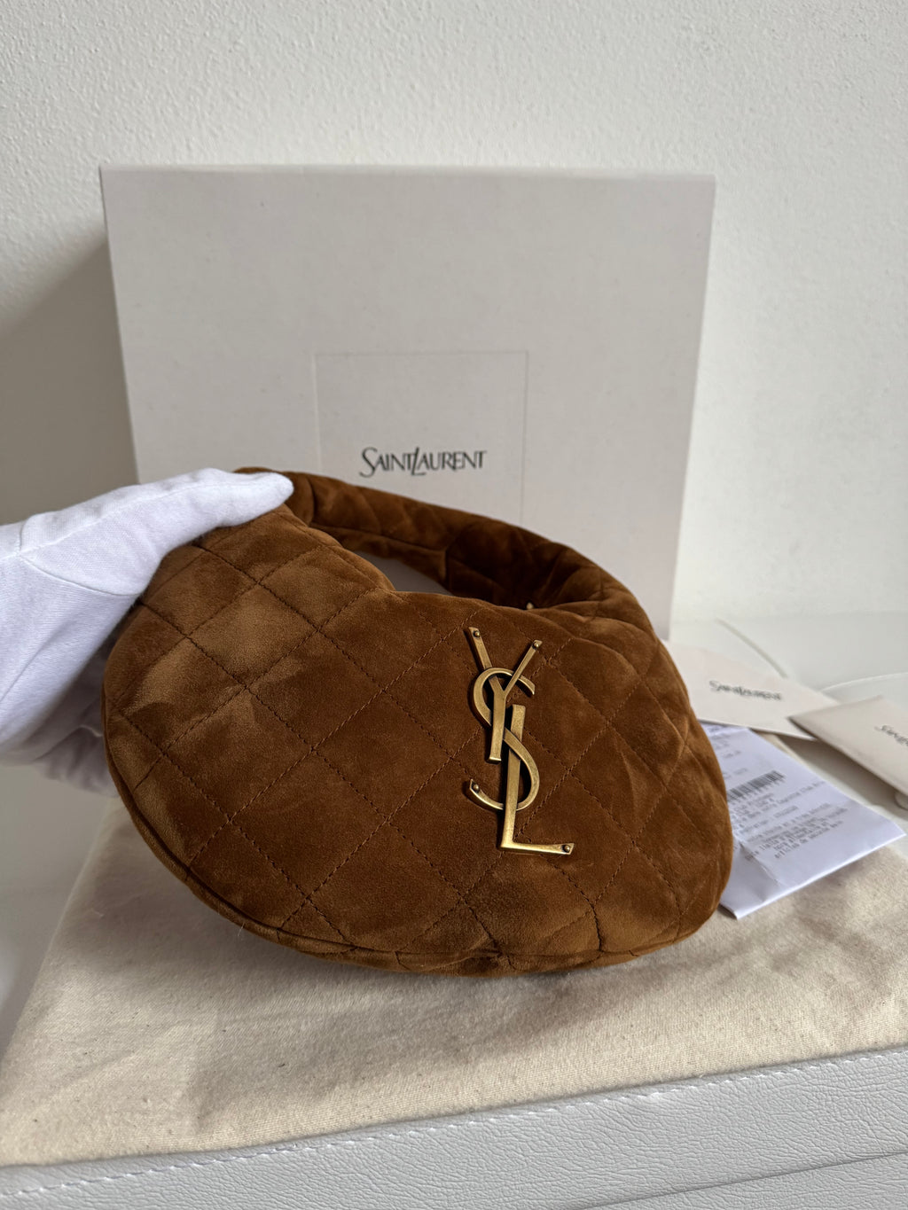 Saint Laurent Icarino Suede Cognac